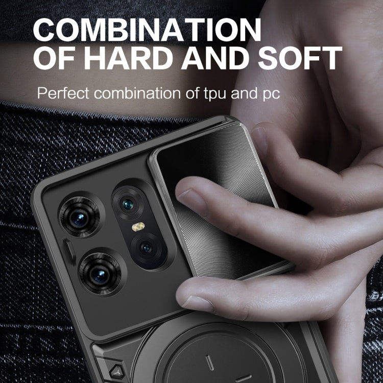 For Motorola Edge 50 Pro Global CD Texture Sliding Camshield Magnetic Holder Phone Case(Blue) - free shipping - PMC TechLife - Order now!