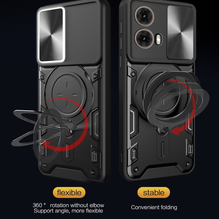 For Motorola Moto G85 CD Texture Sliding Camshield Magnetic Holder Phone Case(Black) - free shipping - PMC TechLife - Order now!