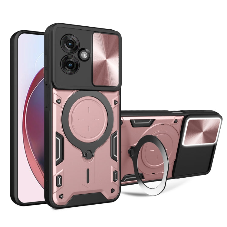 For Motorola Moto G55 CD Texture Sliding Camshield Magnetic Holder Phone Case(Pink) - free shipping - PMC TechLife - Order now!