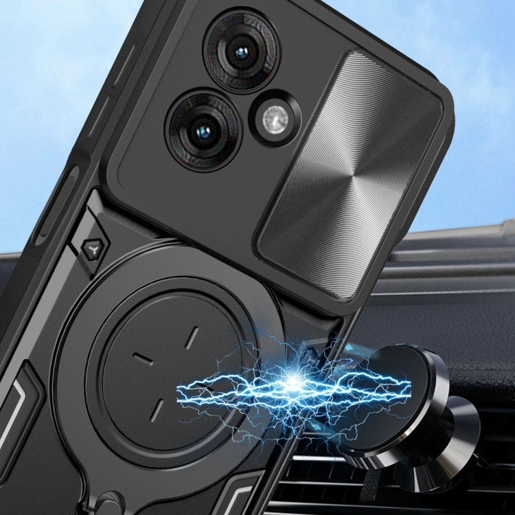 For Motorola Moto G55 CD Texture Sliding Camshield Magnetic Holder Phone Case(Blue) - free shipping - PMC TechLife - Order now!