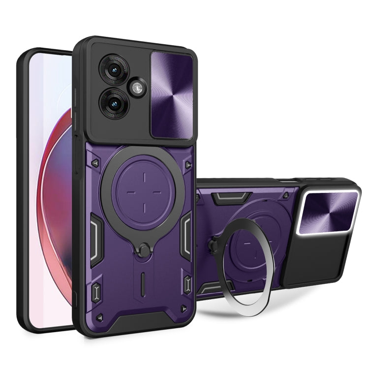 For Motorola Moto G55 CD Texture Sliding Camshield Magnetic Holder Phone Case(Purple) - free shipping - PMC TechLife - Order now!