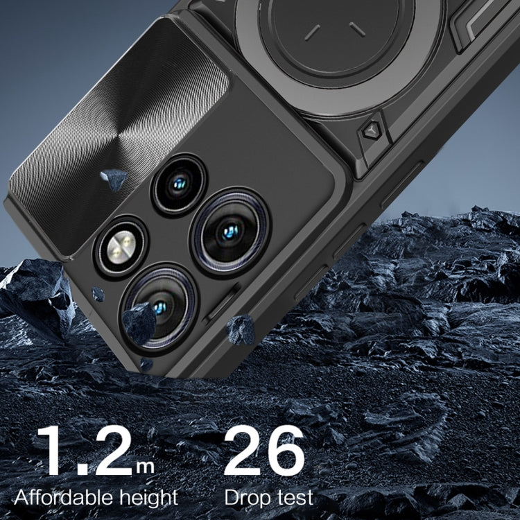For Motorola Edge 50 Neo CD Texture Sliding Camshield Magnetic Holder Phone Case(Black) - free shipping - PMC TechLife - Order now!