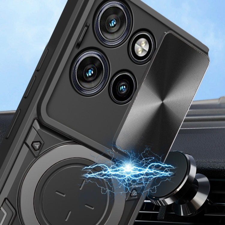 For Motorola Edge 50 Neo CD Texture Sliding Camshield Magnetic Holder Phone Case(Blue) - free shipping - PMC TechLife - Order now!