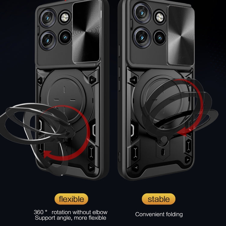 For Motorola Edge 50 Neo CD Texture Sliding Camshield Magnetic Holder Phone Case(Blue) - free shipping - PMC TechLife - Order now!