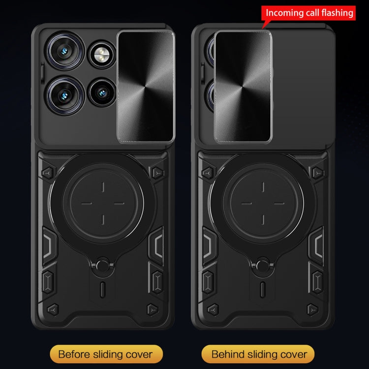 For Motorola Edge 50 Neo CD Texture Sliding Camshield Magnetic Holder Phone Case(Blue) - free shipping - PMC TechLife - Order now!