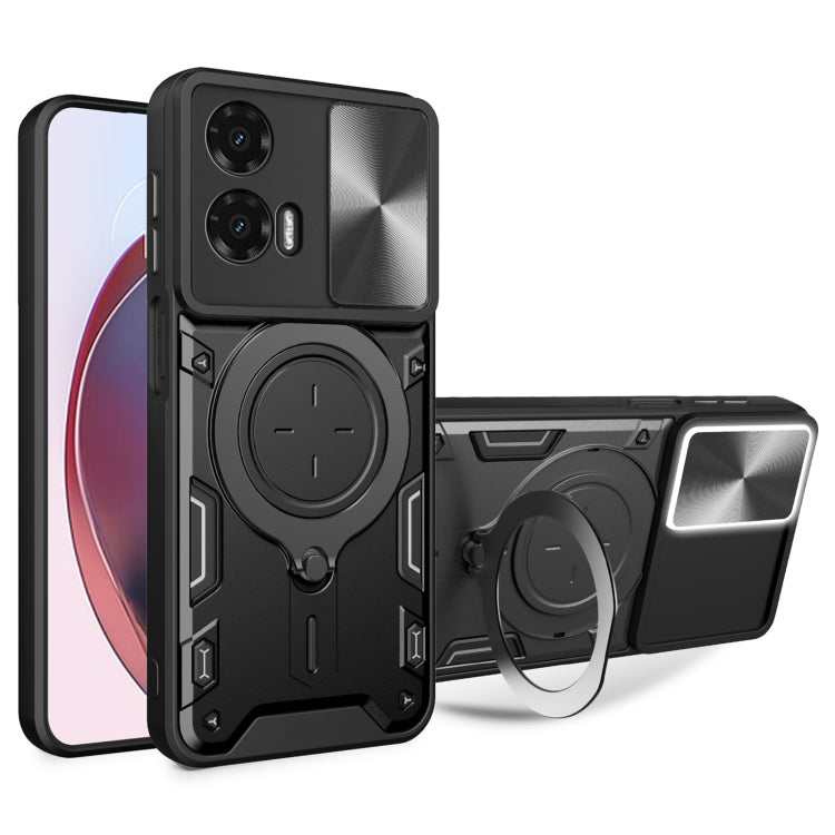 For Motorola Moto G35 CD Texture Sliding Camshield Magnetic Holder Phone Case(Black) - free shipping - PMC TechLife - Order now!