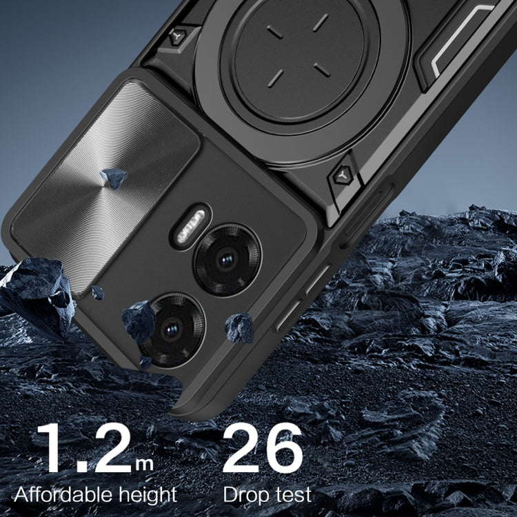 For Motorola Moto G35 CD Texture Sliding Camshield Magnetic Holder Phone Case(Black) - free shipping - PMC TechLife - Order now!