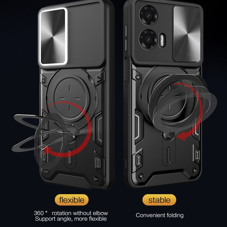 For Motorola Moto G35 CD Texture Sliding Camshield Magnetic Holder Phone Case(Black) - free shipping - PMC TechLife - Order now!