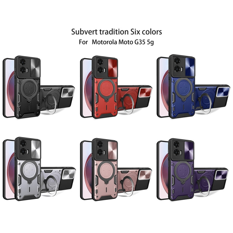 For Motorola Moto G35 CD Texture Sliding Camshield Magnetic Holder Phone Case(Red) - free shipping - PMC TechLife - Order now!