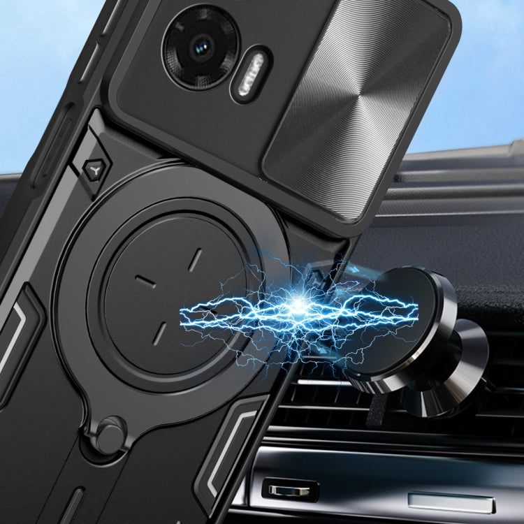 For Motorola Moto G35 CD Texture Sliding Camshield Magnetic Holder Phone Case(Silver) - free shipping - PMC TechLife - Order now!