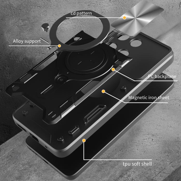 For Motorola Moto G15 CD Texture Sliding Camshield Magnetic Holder Phone Case(Black) - free shipping - PMC TechLife - Order now!