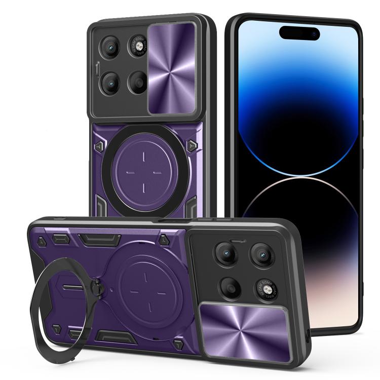 For Motorola Moto G15 CD Texture Sliding Camshield Magnetic Holder Phone Case(Purple) - free shipping - PMC TechLife - Order now!