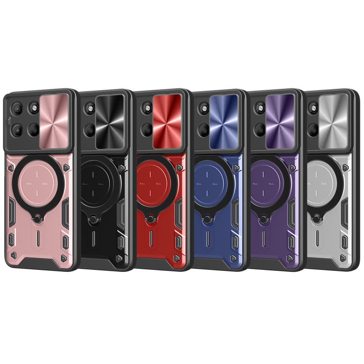 For Motorola Moto G15 CD Texture Sliding Camshield Magnetic Holder Phone Case(Purple) - free shipping - PMC TechLife - Order now!
