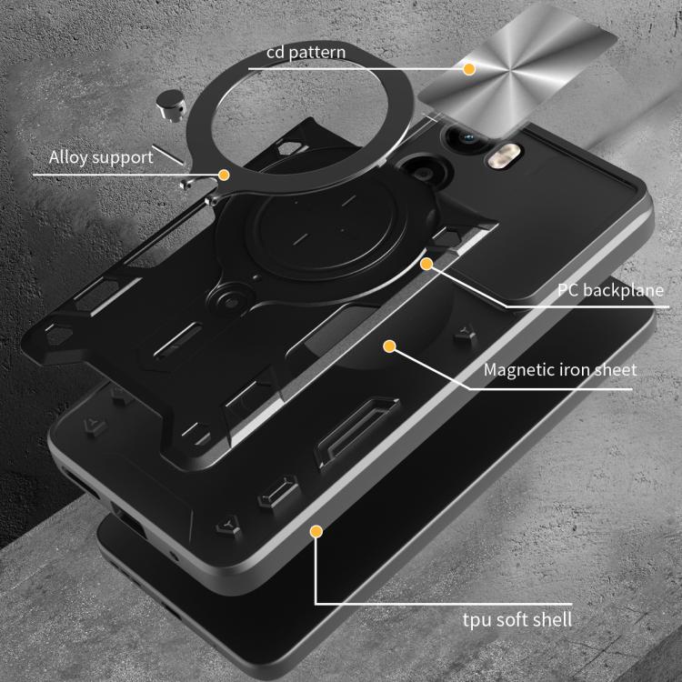 For Motorola Moto G05 CD Texture Sliding Camshield Magnetic Holder Phone Case(Black) - free shipping - PMC TechLife - Order now!