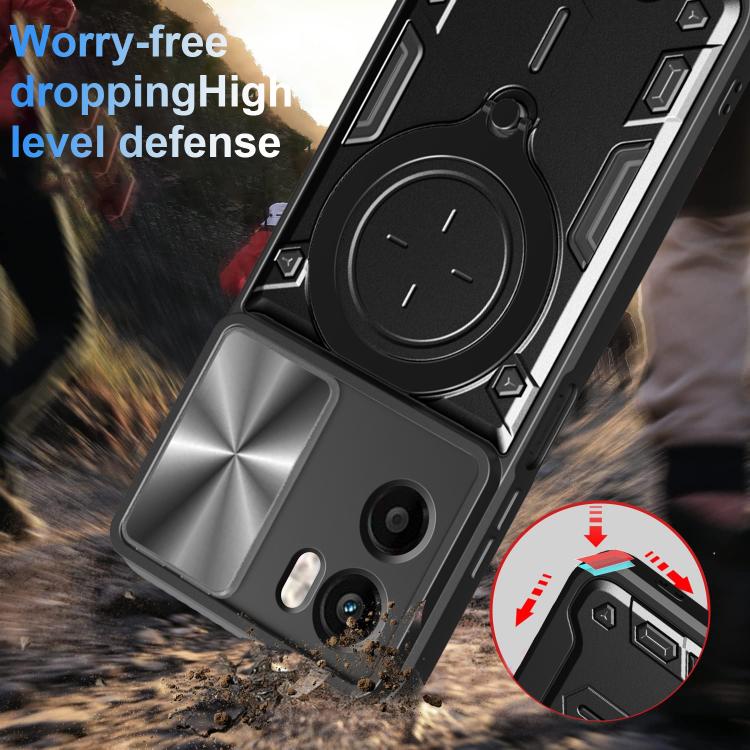 For Motorola Moto G05 CD Texture Sliding Camshield Magnetic Holder Phone Case(Black) - free shipping - PMC TechLife - Order now!