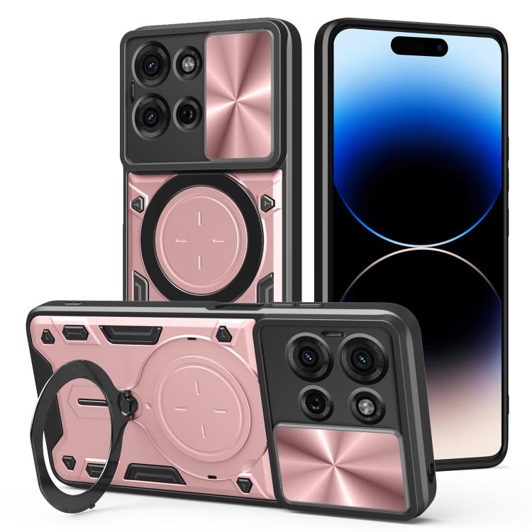 For Motorola Moto G75 5G CD Texture Sliding Camshield Magnetic Holder Phone Case(Pink) - free shipping - PMC TechLife - Order now!