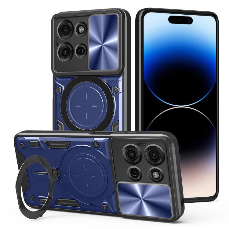 For Motorola Moto G75 5G CD Texture Sliding Camshield Magnetic Holder Phone Case(Blue) - free shipping - PMC TechLife - Order now!