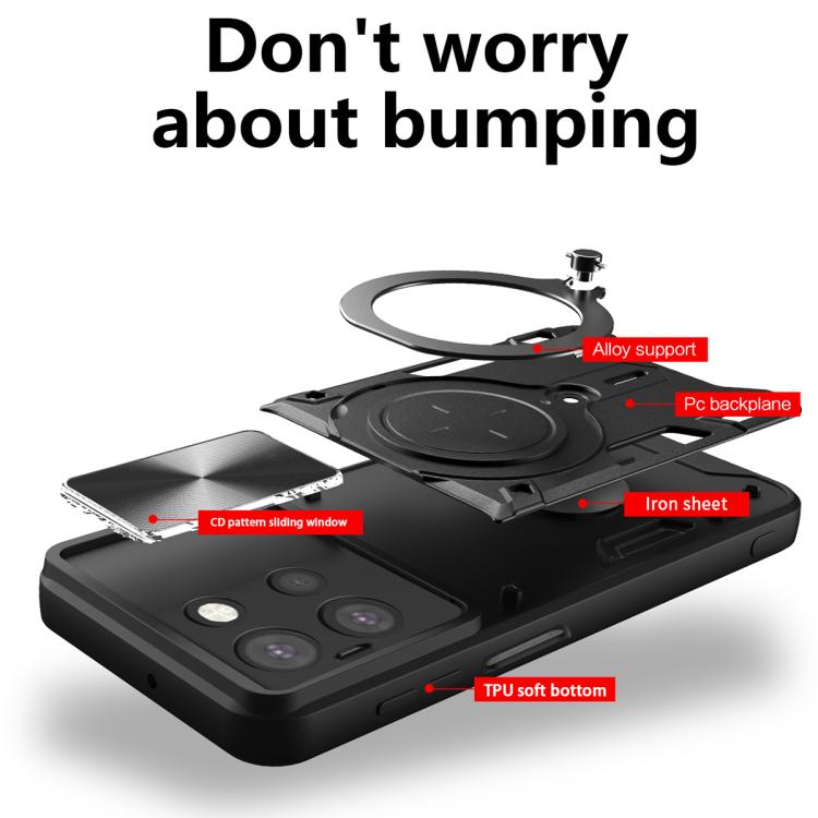 For Motorola Moto G 2025 CD Texture Sliding Camshield Magnetic Holder Phone Case(Pink) - free shipping - PMC TechLife - Order now!