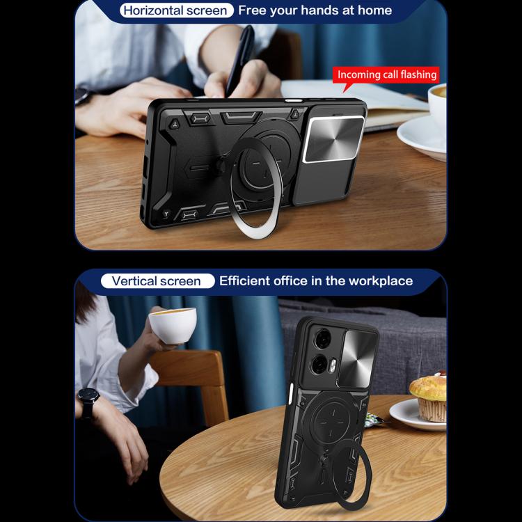 For Motorola Moto G24 Power CD Texture Sliding Camshield Magnetic Holder Phone Case(Black) - free shipping - PMC TechLife - Order now!