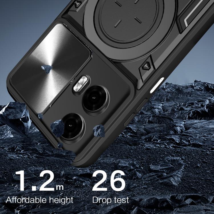For Motorola Moto G24 Power CD Texture Sliding Camshield Magnetic Holder Phone Case(Black) - free shipping - PMC TechLife - Order now!