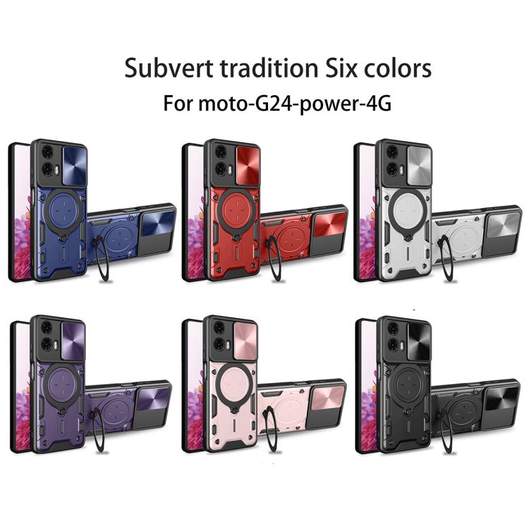 For Motorola Moto G24 Power CD Texture Sliding Camshield Magnetic Holder Phone Case(Blue) - free shipping - PMC TechLife - Order now!