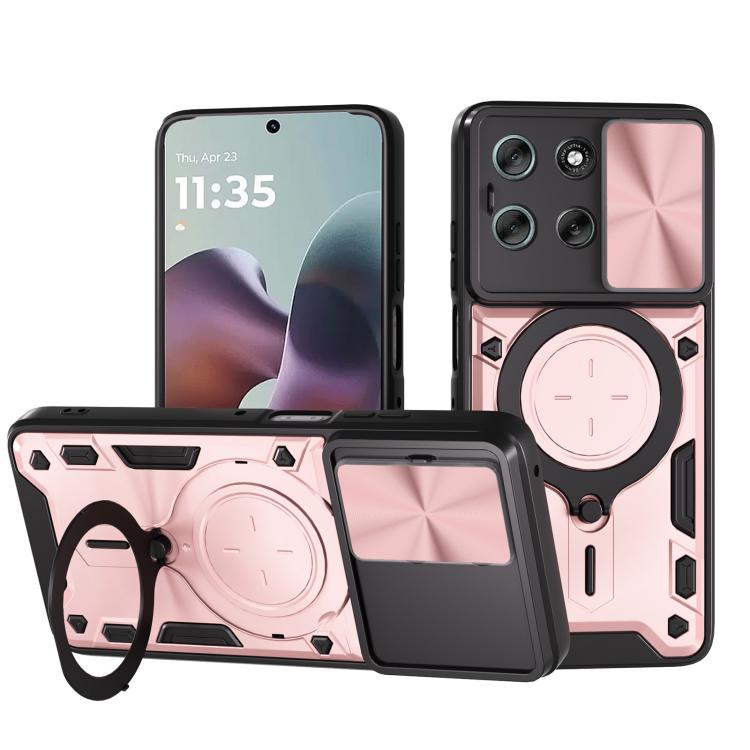 For Motorola Moto G56 5G CD Texture Sliding Camshield Magnetic Holder Phone Case(Pink) - free shipping - PMC TechLife - Order now!