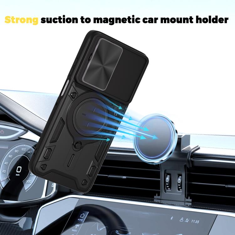 For Motorola Moto G56 5G CD Texture Sliding Camshield Magnetic Holder Phone Case(Red) - free shipping - PMC TechLife - Order now!