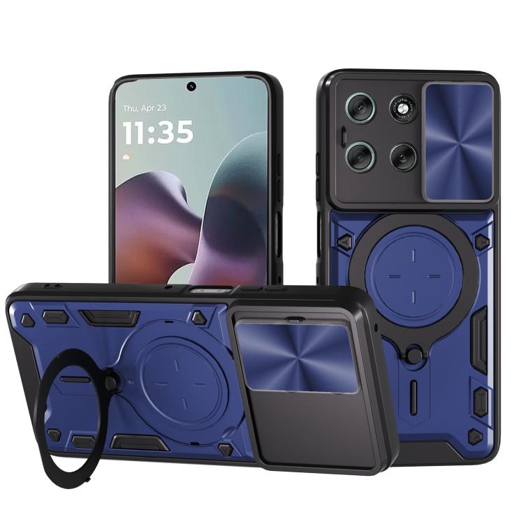 For Motorola Moto G56 5G CD Texture Sliding Camshield Magnetic Holder Phone Case(Blue) - free shipping - PMC TechLife - Order now!