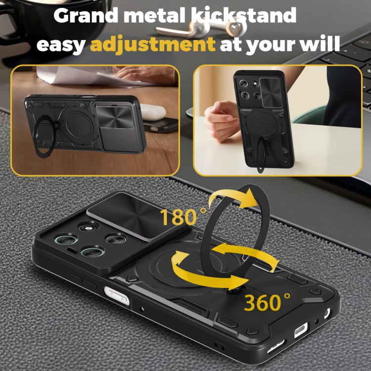 For Motorola Moto G56 5G CD Texture Sliding Camshield Magnetic Holder Phone Case(Silver) - free shipping - PMC TechLife - Order now!