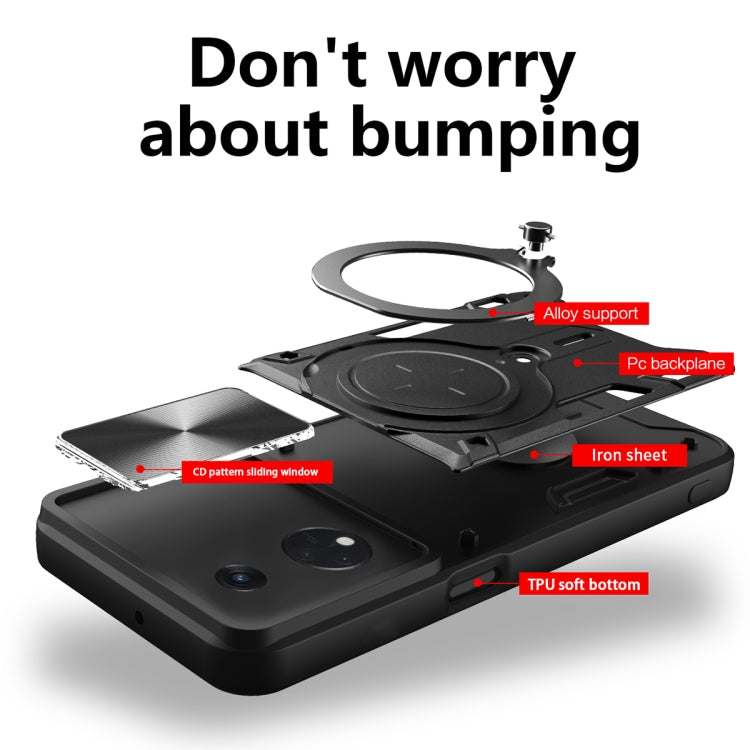 For OPPO Reno8 T 5G CD Texture Sliding Camshield Magnetic Holder Phone Case(Red) - OPPO Cases by PMC TechLife | Online Shopping South Africa | PMC TechLife | Buy Now Pay Later Mobicred