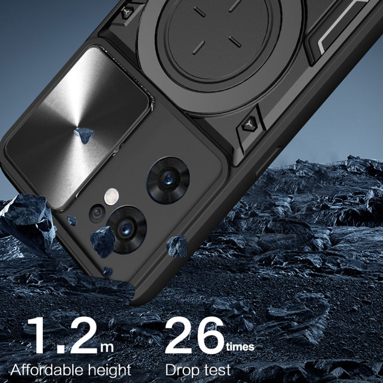 For OPPO Reno7 5G CD Texture Sliding Camshield Magnetic Holder Phone Case(Red) - free shipping - PMC TechLife - Order now!