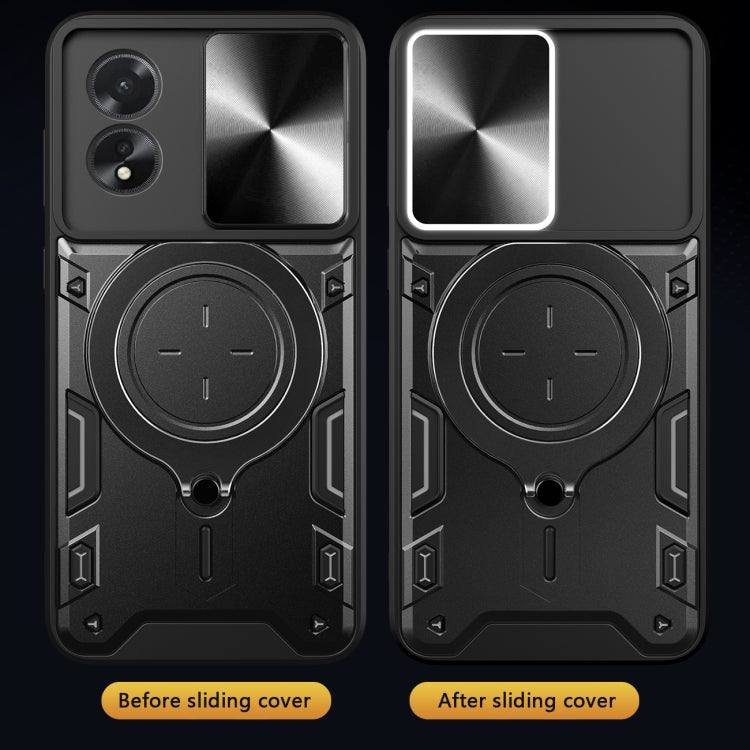 For OPPO A38 4G Global CD Texture Sliding Camshield Magnetic Holder Phone Case(Red) - free shipping - PMC TechLife - Order now!