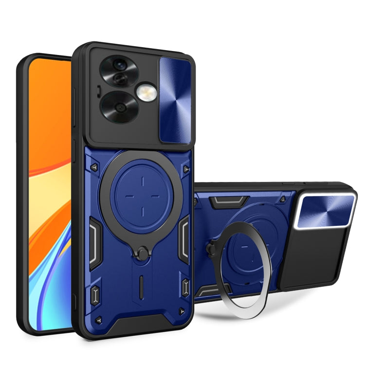 For OPPO A79 5G Global CD Texture Sliding Camshield Magnetic Holder Phone Case(Blue) - OPPO Cases by PMC TechLife | Online Shopping South Africa | PMC TechLife | Buy Now Pay Later Mobicred