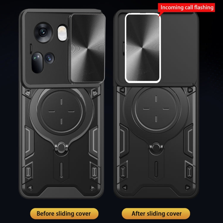 For OPPO Reno11 5G Global CD Texture Sliding Camshield Magnetic Holder Phone Case(Red) - Reno11 Cases by PMC TechLife | Online Shopping South Africa | PMC TechLife | Buy Now Pay Later Mobicred