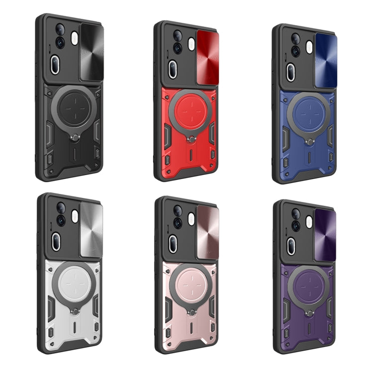 For OPPO Reno11 Pro 5G Global CD Texture Sliding Camshield Magnetic Holder Phone Case(Pink) - Reno11 Pro Cases by PMC TechLife | Online Shopping South Africa | PMC TechLife | Buy Now Pay Later Mobicred