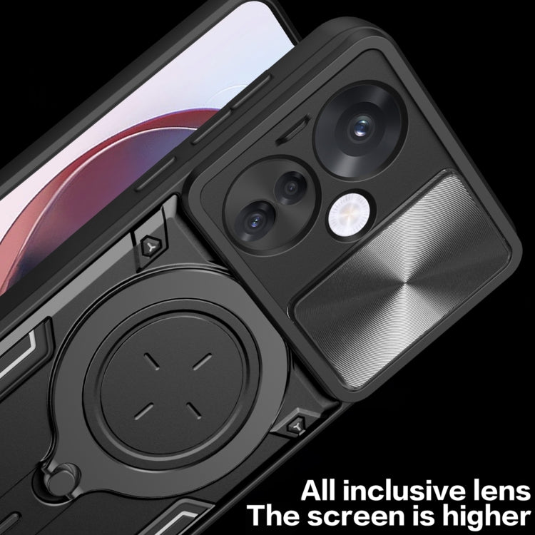 For OPPO Reno11 F 5G Global CD Texture Sliding Camshield Magnetic Holder Phone Case(Red) - Reno11 F Cases by PMC TechLife | Online Shopping South Africa | PMC TechLife | Buy Now Pay Later Mobicred