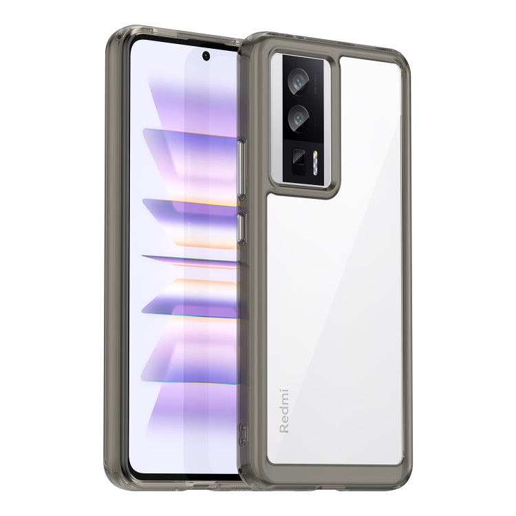 For Xiaomi Poco F5 Pro Colorful Series Acrylic Hybrid TPU Phone Case(Transparent Grey) - Xiaomi Cases by PMC TechLife | Online Shopping South Africa | PMC TechLife | Buy Now Pay Later Mobicred