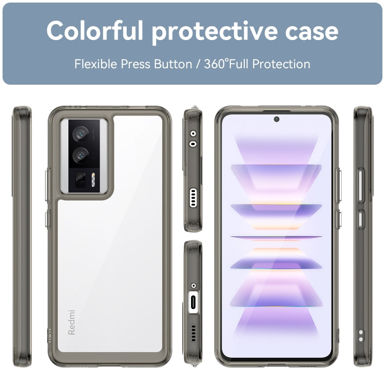 For Xiaomi Poco F5 Pro Colorful Series Acrylic Hybrid TPU Phone Case(Transparent Grey) - Xiaomi Cases by PMC TechLife | Online Shopping South Africa | PMC TechLife | Buy Now Pay Later Mobicred