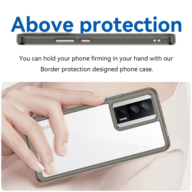 For Xiaomi Poco F5 Pro Colorful Series Acrylic Hybrid TPU Phone Case(Transparent Grey) - Xiaomi Cases by PMC TechLife | Online Shopping South Africa | PMC TechLife | Buy Now Pay Later Mobicred