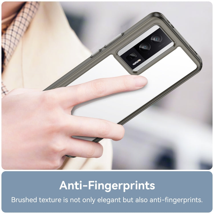 For Xiaomi Poco F5 Pro Colorful Series Acrylic Hybrid TPU Phone Case(Transparent Grey) - Xiaomi Cases by PMC TechLife | Online Shopping South Africa | PMC TechLife | Buy Now Pay Later Mobicred