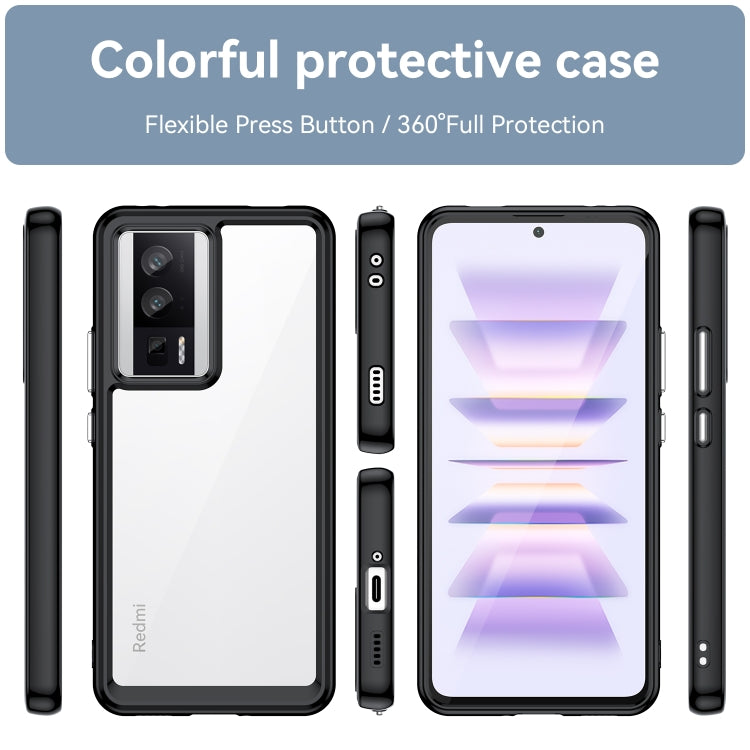 For Xiaomi Poco F5 Pro Colorful Series Acrylic Hybrid TPU Phone Case(Black) - Xiaomi Cases by PMC TechLife | Online Shopping South Africa | PMC TechLife | Buy Now Pay Later Mobicred