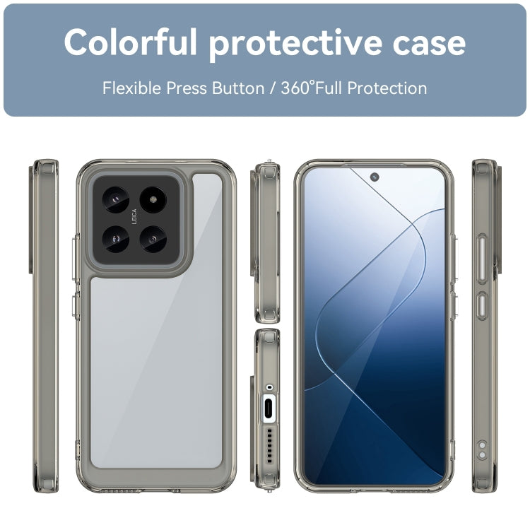 For Xiaomi 14 Colorful Series Acrylic Hybrid TPU Phone Case(Transparent Grey) - 14 Cases by PMC TechLife | Online Shopping South Africa | PMC TechLife | Buy Now Pay Later Mobicred