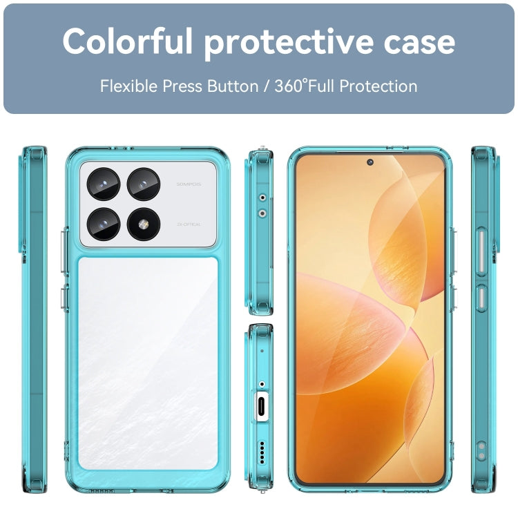 For Xiaomi Redmi K70 Colorful Series Acrylic Hybrid TPU Phone Case(Transparent Blue) - K70 Cases by PMC TechLife | Online Shopping South Africa | PMC TechLife | Buy Now Pay Later Mobicred