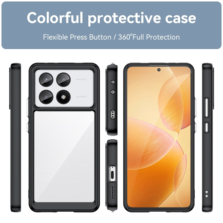 For Xiaomi Redmi K70E Colorful Series Acrylic Hybrid TPU Phone Case(Black) - K70E Cases by PMC TechLife | Online Shopping South Africa | PMC TechLife