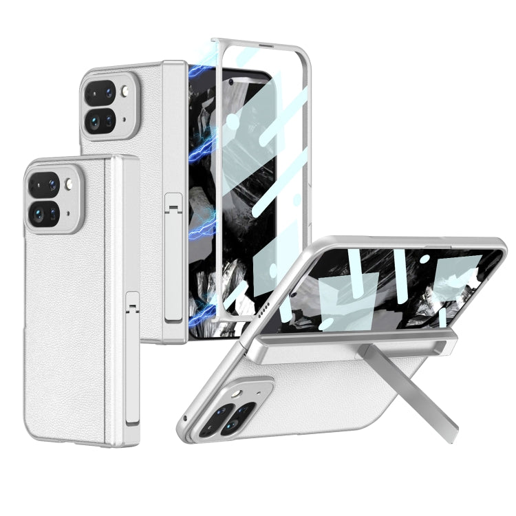 For Google Pixel 9 Pro Fold GKK Integrated Fold Hinge Leather Phone Case with Holder(White) - free shipping - PMC Jewellery - Order now!