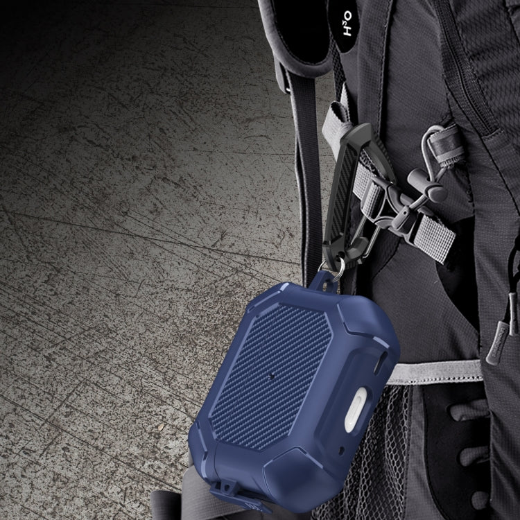 For AirPods Pro 2 Carbon Brazing Dimension TPU+PC Headphone Protective Cover with Switch Lock & Carabiner(Red) - For AirPods Pro 2 by PMC Jewellery | Online Shopping South Africa | PMC Jewellery | Buy Now Pay Later Mobicred