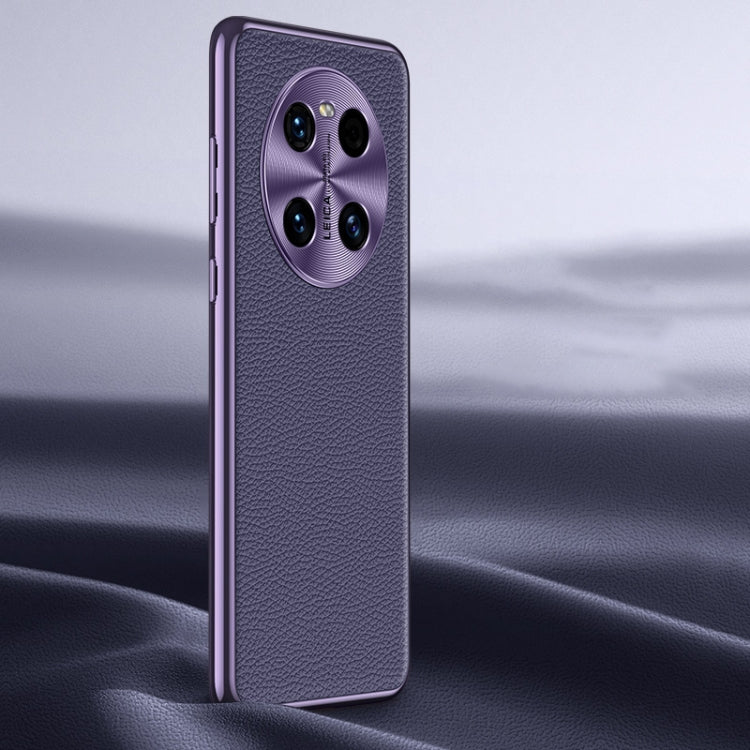 For Huawei Mate 40 Litchi Texture Genuine Leather Phone Case(Purple) - Huawei Cases by PMC TechLife | Online Shopping South Africa | PMC TechLife | Buy Now Pay Later Mobicred