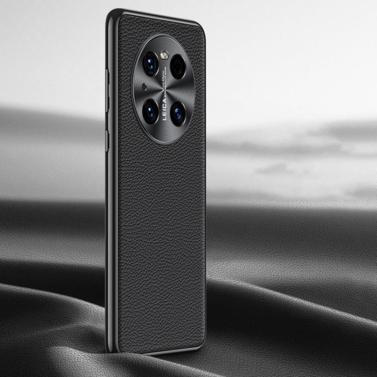 For Huawei Mate 40 Pro Litchi Texture Genuine Leather Phone Case(Black) - Huawei Cases by PMC TechLife | Online Shopping South Africa | PMC TechLife | Buy Now Pay Later Mobicred