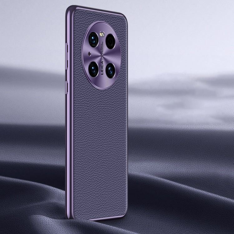 For Huawei Mate 40 Pro Litchi Texture Genuine Leather Phone Case(Purple) - Huawei Cases by PMC TechLife | Online Shopping South Africa | PMC TechLife | Buy Now Pay Later Mobicred
