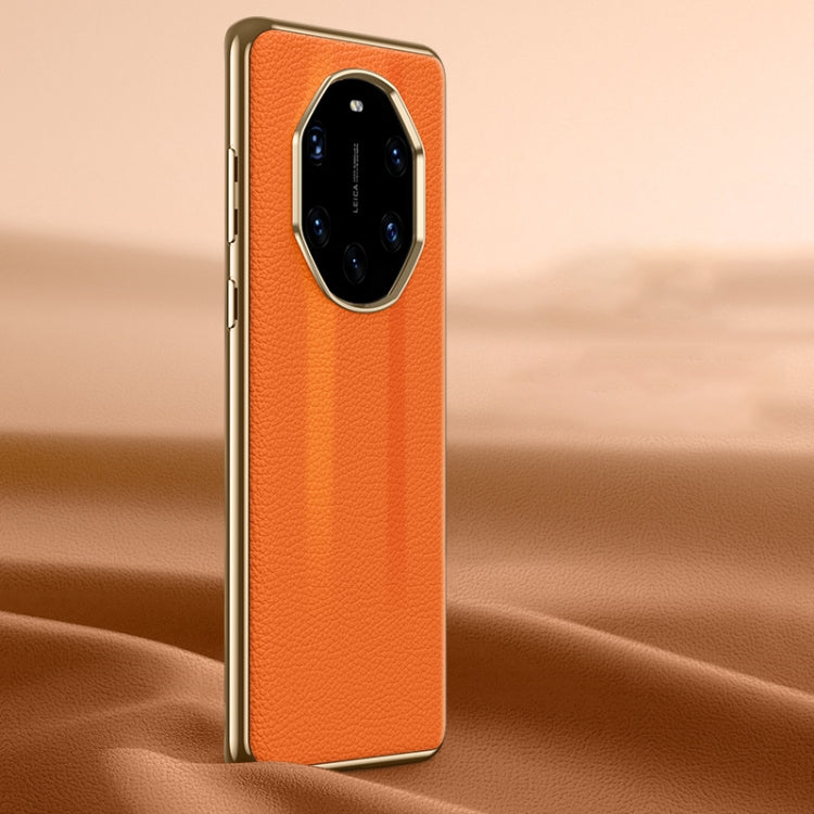 For Huawei Mate 40 RS Litchi Texture Genuine Leather Phone Case(Orange) - Huawei Cases by PMC TechLife | Online Shopping South Africa | PMC TechLife | Buy Now Pay Later Mobicred